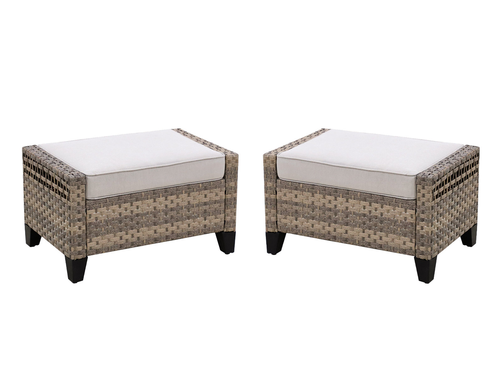 Latitude Run Sivi Wicker Outdoor Ottoman With Sunbrella Cushion Wayfair